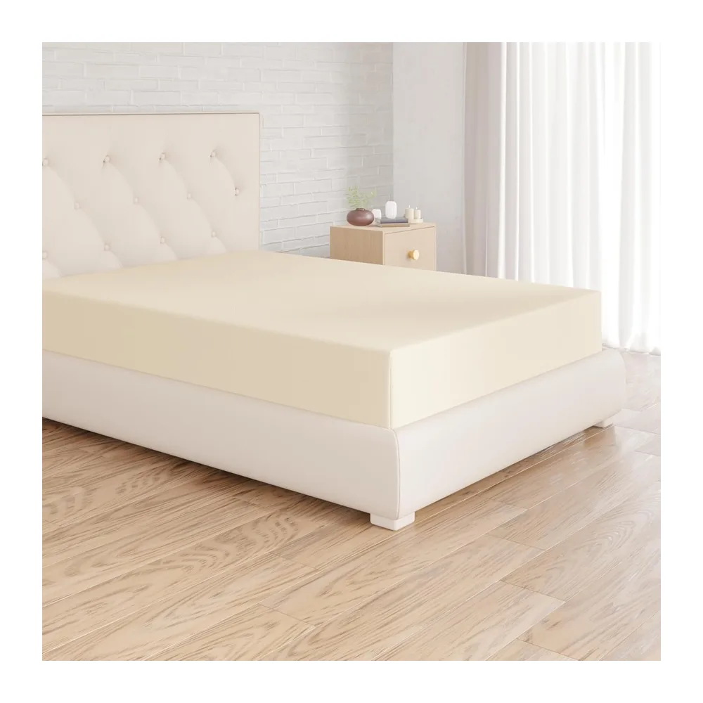 Amazon Basics Drap Housse, 160 x 200 x 30 cm, en Polyester Microfibre pour Matelas Épais jusqu'à 30 cm, Beige