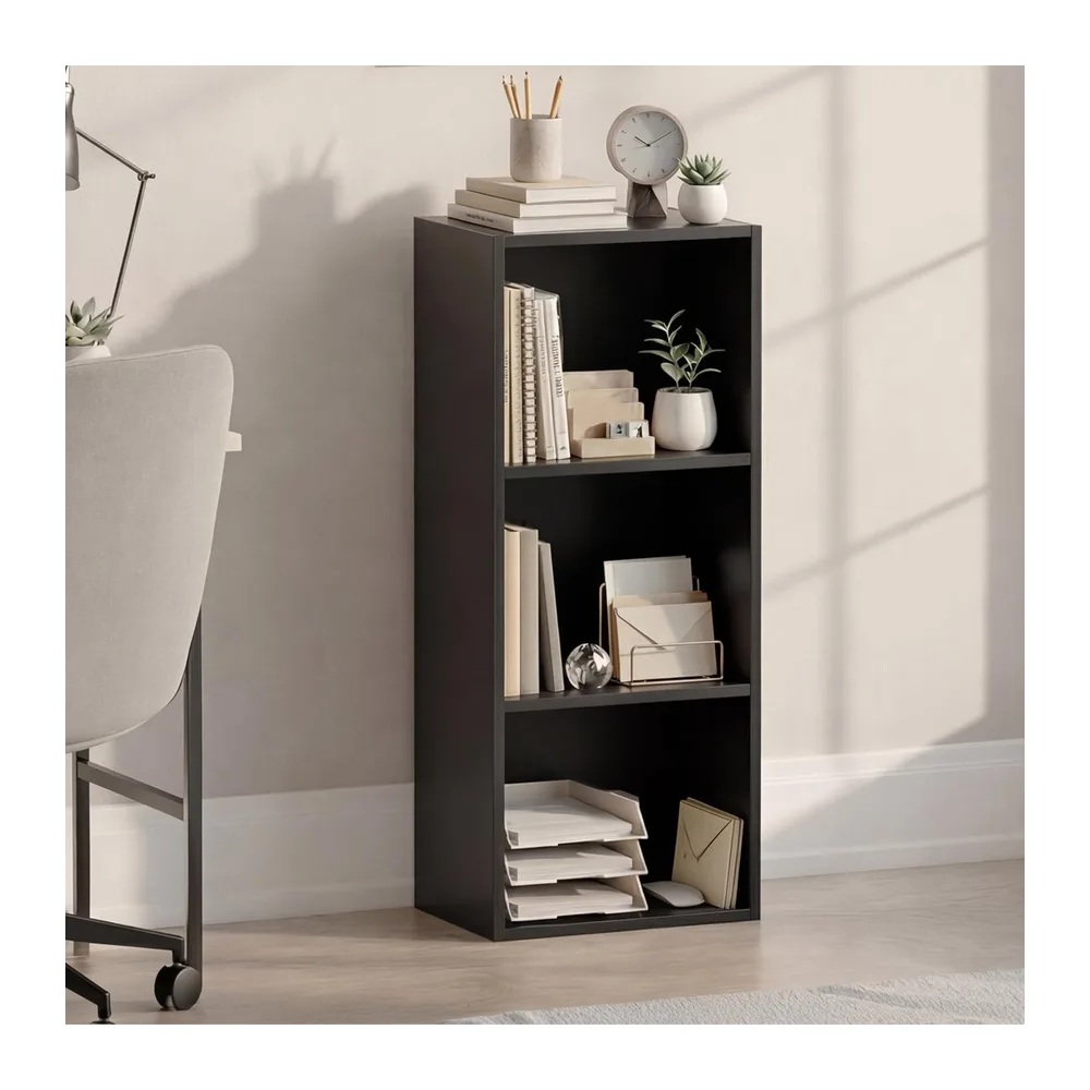 Vida Designs Oxford 3 Niveau Cube Bibliothèque, Moderne Space-Saving Meuble de Rangement for Salon, Chambre Or Bureau, Autoportant Exposition Shelf, H80xW32xD24cm (Noir)