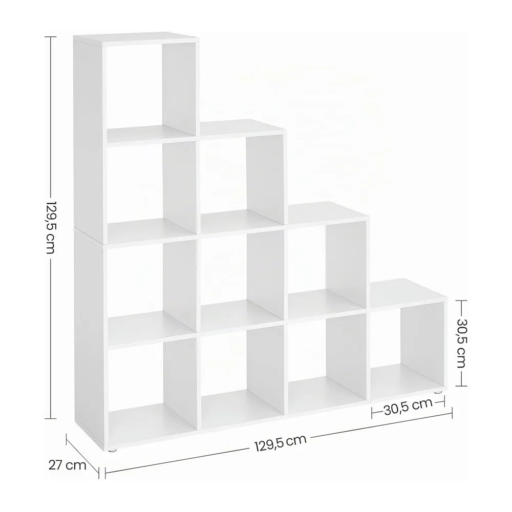 VASAGLE CUSTOS Collection - Bibliothèque à 10 Compartiments, Étagère avec Casiers Ouverts, Meuble de Rangement, pour Décorations, Salon, Chambre, Bureau, Blanc Nuage LBC10WTV2