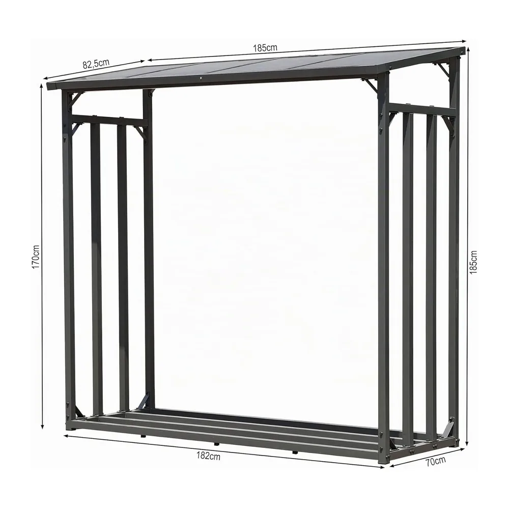 QUICK STAR 2 pièces Étagère en métal pour Bois de cheminée Anthracite XXL 185 x 70 x 185 cm Distance Entre Les Bois 4,6 m³