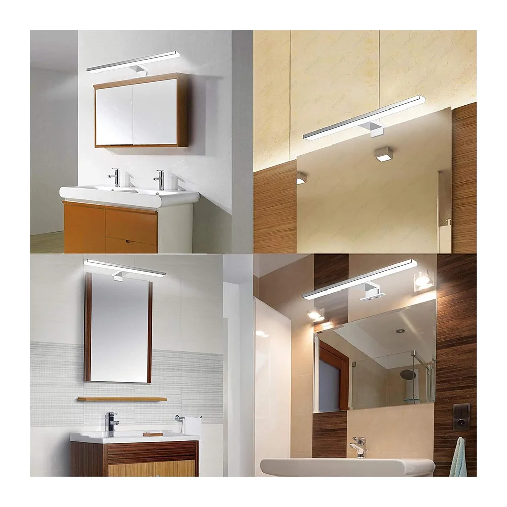 Lampe Miroir Salle de Bain 5W 400LM 30cm 230V 4000K, en Acier Inoxydable 3 en 1 Miroir Lumineux Led,Non Scintillement,Pince sur Miroir, Armoire,Mur Lampe LED 300mm [Classe énergétique F]
