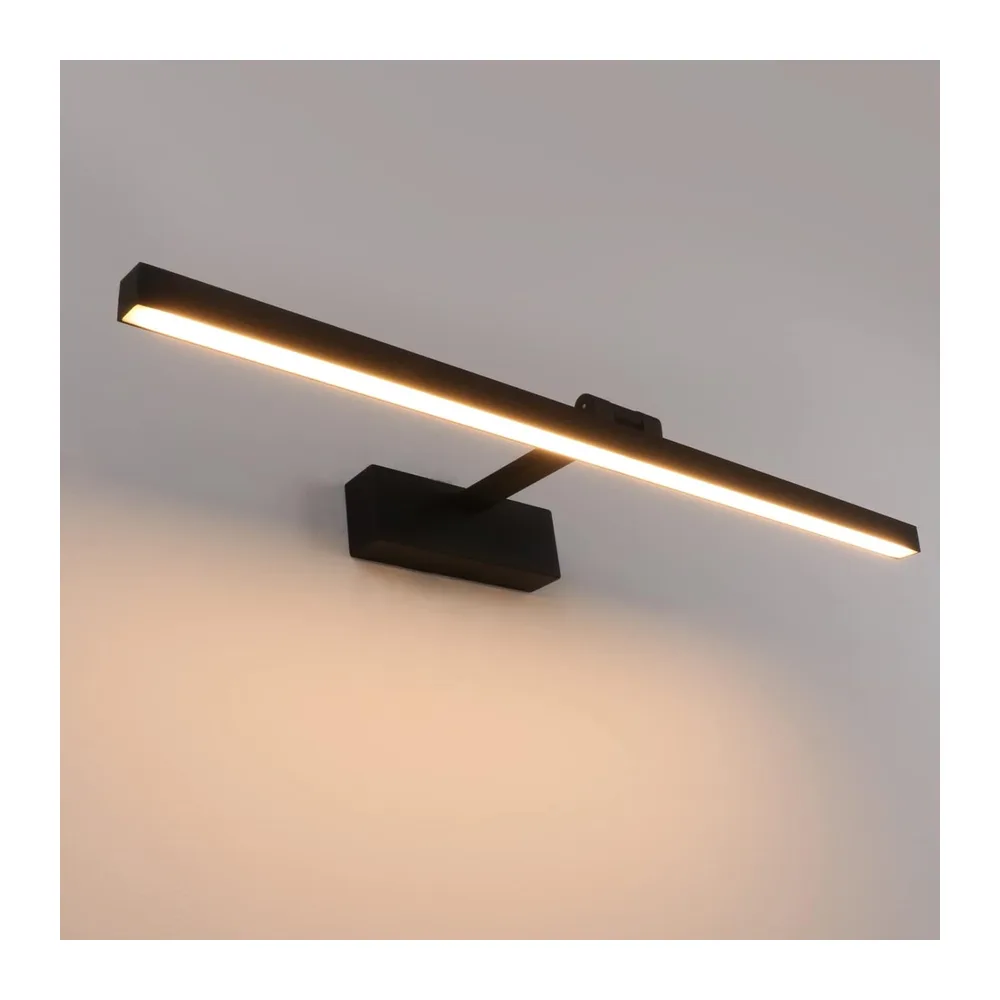 Klighten Lampe Miroir LED Salle de Bain 60cm, 18W 1170 Lumen, IP44 Étanche Applique Murale 180° Rotatif, Lumière Miroir Moderne, Blanc Chaud 3000K, Schwarz [Classe énergétique F]