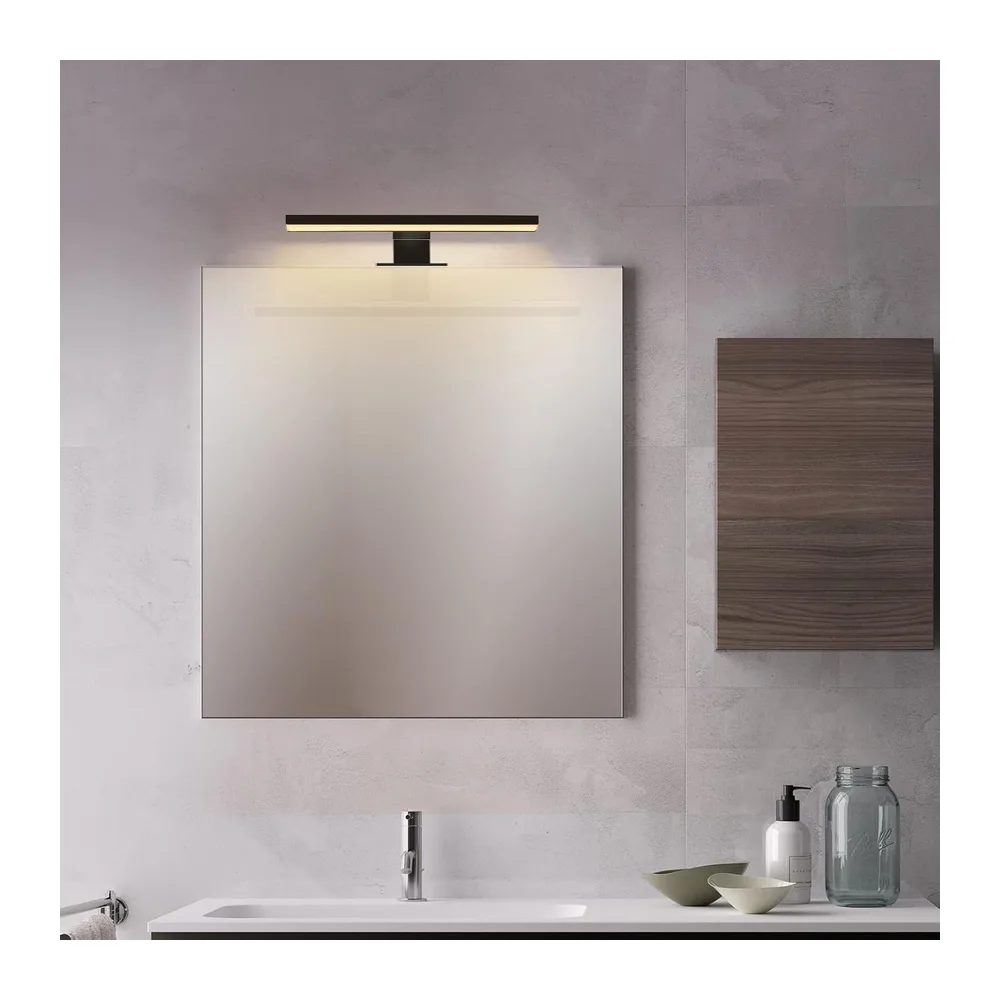 ERWEY Lampe Miroir Salle de Bain LED Noire 5W 30CM 400LM, Applique Miroir 3000K Blanc Chaud, Lampe Armoire de Toilette IP44 Imperméable, Éclairage pour Maquillage et Coiffeuse (300mm) [Classe énergétique E]