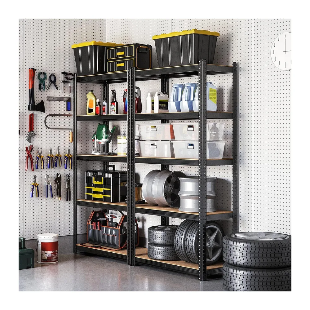 SONGMICS Étagère de Rangement à 5 Niveaux, 40 x 90 x 180 cm, Capacité 875 kg, Planches Réglables, Style Industriel, pour Cuisine, Salon, Noir GLR040B01