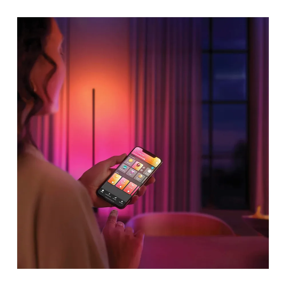 Philips Hue White and Color Ambiance, Lampadaire Gradient Signe Noir, Lampe sur pied avec Bluetooth, Luminaire compatible avec Alexa, Google Assistant et Apple Homekit