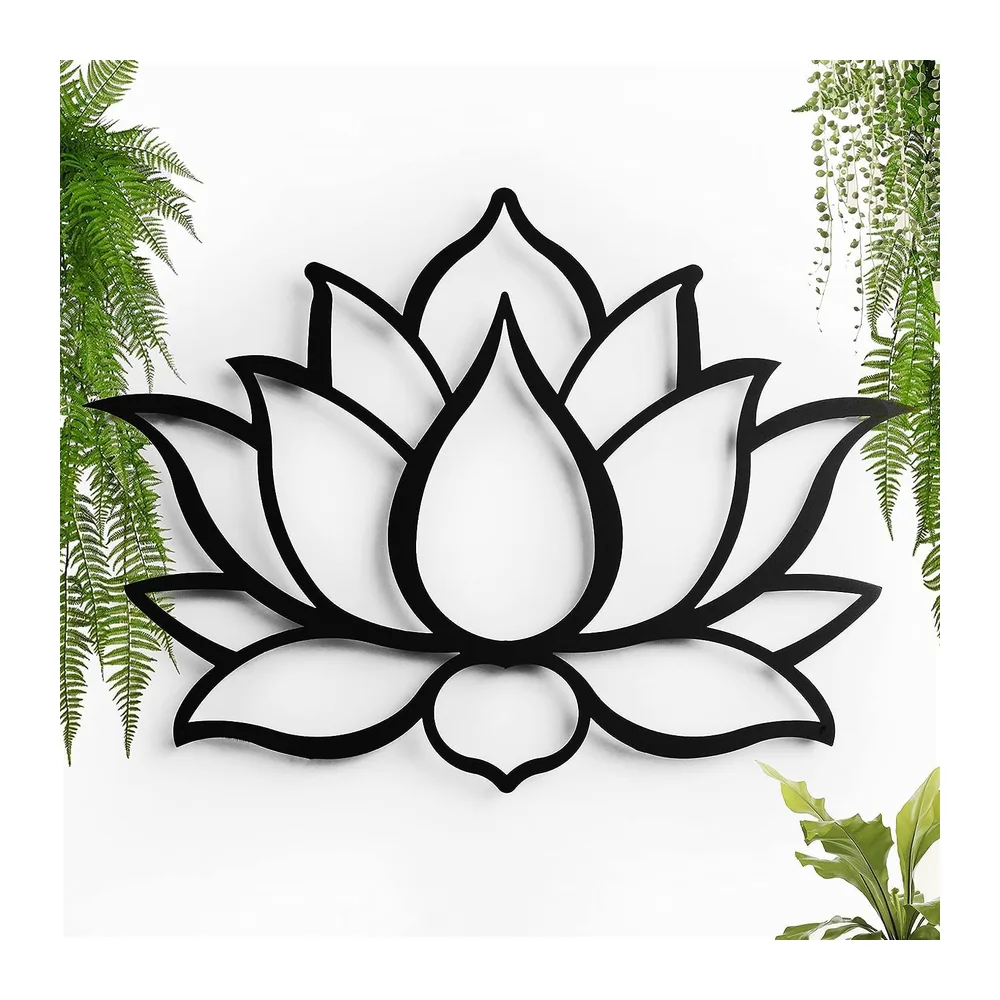 keluly Décoration Métal. Sculpture murale flottante avec ombres en acier. (43 x 31 cm., Fleur de lotus)