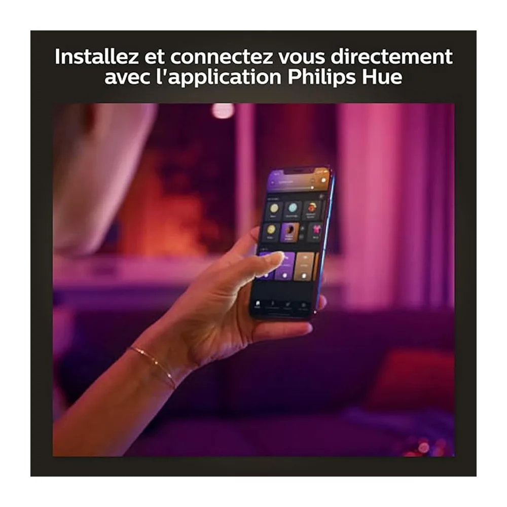 Philips Hue White and Color Ambiance, plafonnier connecté Xamento M Noir, compatible Bluetooth, fonctionne avec Alexa, Google Assistant et Apple Homekit [Classe énergétique E]