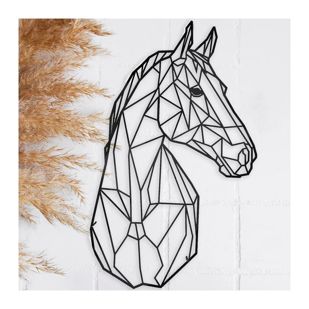 Décoration en métal Sculpture murale flottante avec ombres en acier (43 x 31 cm., Cheval), pour Salle de séjour
