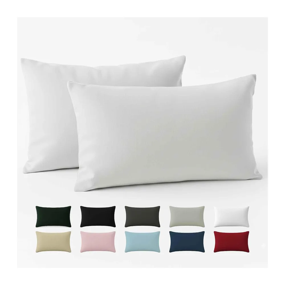 Taie Oreiller 50x70 Coton Renforcé (Set de 2) - Blanc - Tissage serré de 57 Fils/cm² - Taie Oreiller 50 x 70 cm- Certifié Oeko Tex