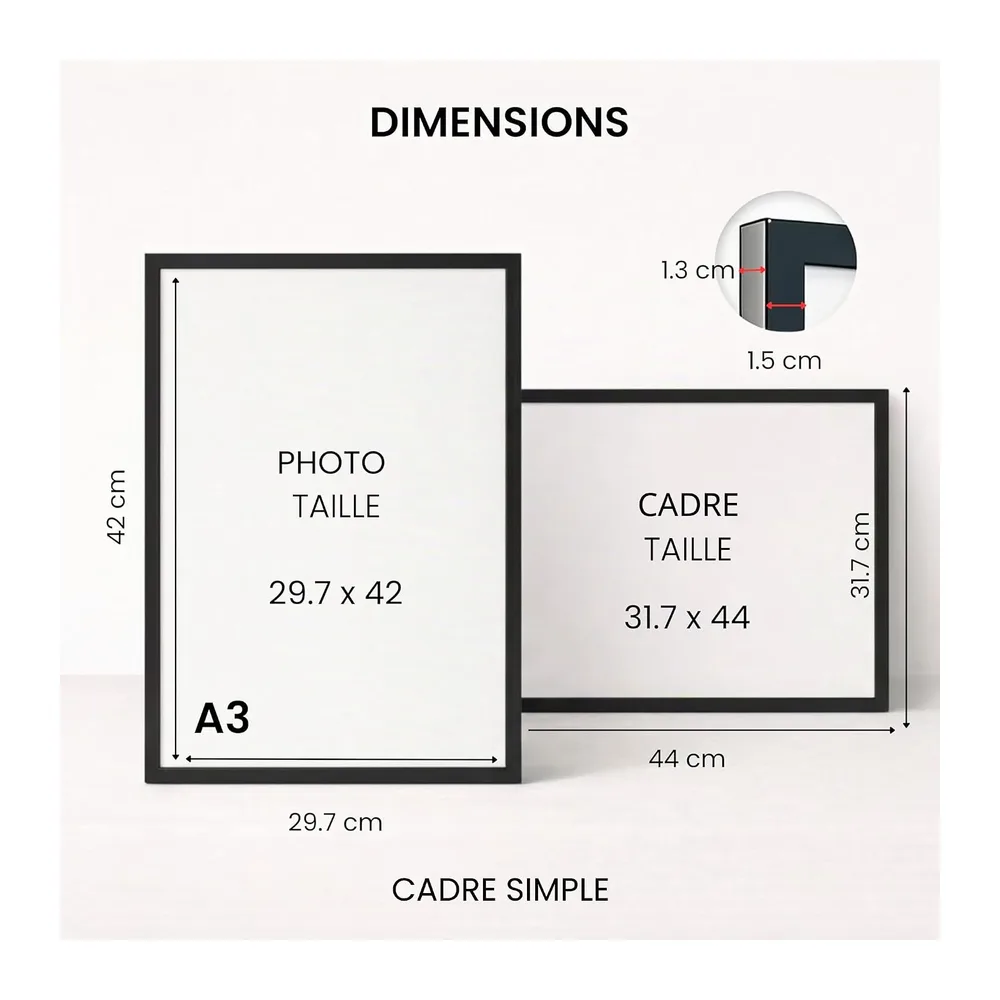 edihome, Cadre Photo A3, (1 Unité), 29,7 x 42, en Bois, Laminé Acrylique, pour Diplôme Universitaires, Mural, Décoration de Salon (Noir, 1 unité)