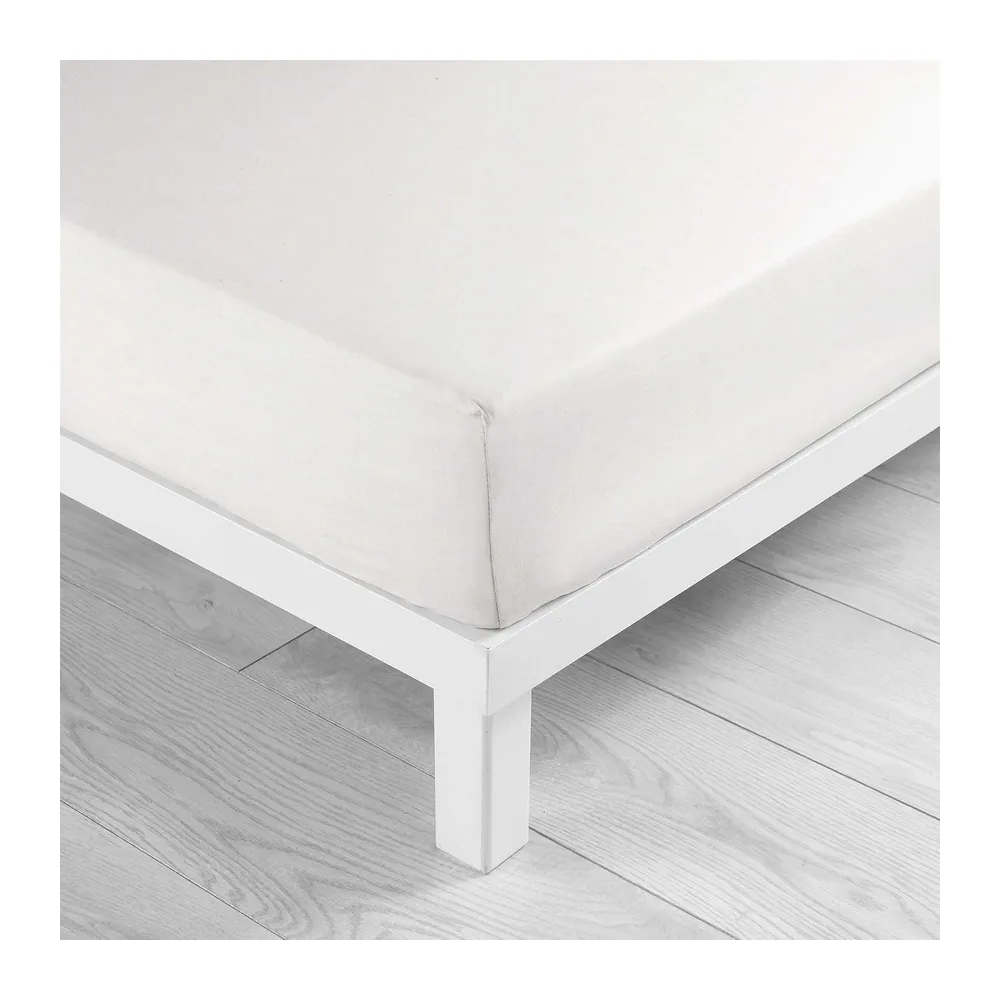 douceur d'intérieur, Drap Housse (90 x 190 cm) Lina Blanc, 100% Coton
