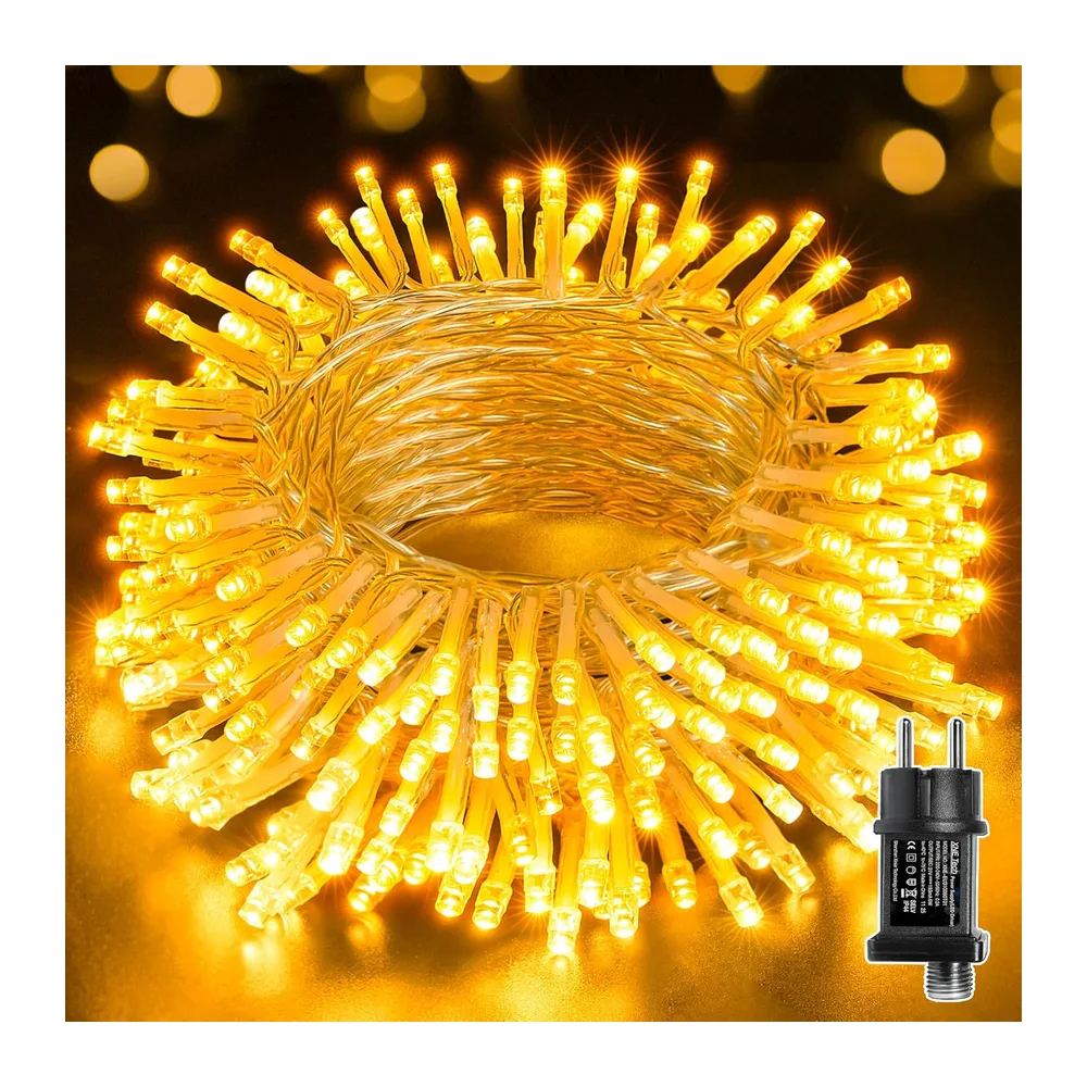 Ollny Guirlande Lumineuse 10 m, 100 LED Blanc Chaud, Noël, IP44 [Classe énergétique G]