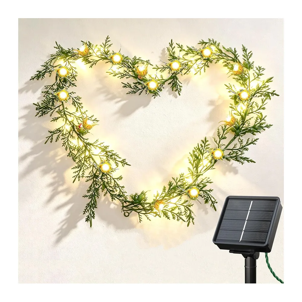 SOLARBABY Guirlande Lumineuse Extérieure Solaire à 30 LED Multicolores, Décorations Style Rotin Aspect Végétal, 8 Modes, IP65 Étanche, Guirlande Guinguette pour Terrasse, Balcon et Décoration de Noël [Classe énergétique A+++]