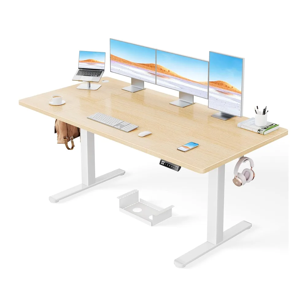 ErGear Bureau Assis Debout avec Moteur Brushless avancé-160 x 80 cm-100 kg de capacité de Charge Bureau Assis Debout Electrique, Fonction silencieuse, Cadre métallique Robuste