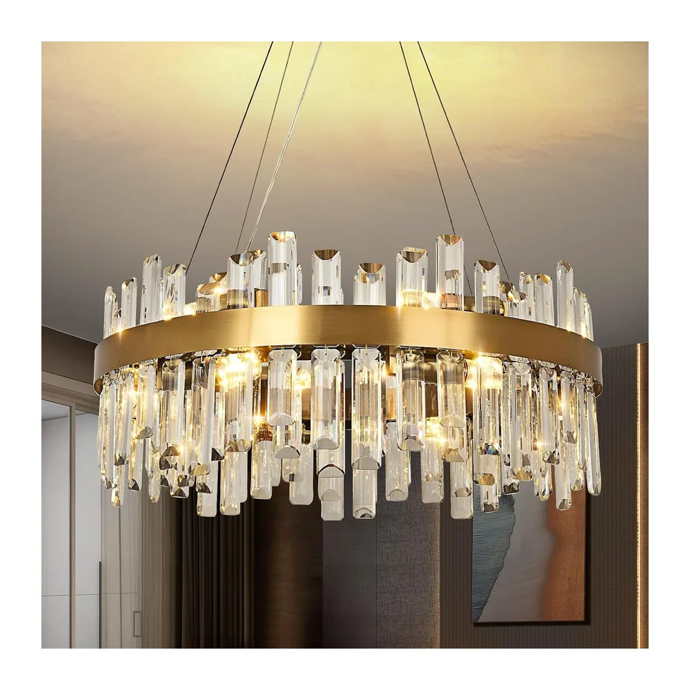 Moderne cristal suspension lustre d'or, lampe en cristal ronde suspension, 12xE14 lampe à suspension pour le salon, salle à manger,chambre à coucher, Φ60cm [Classe énergétique B]