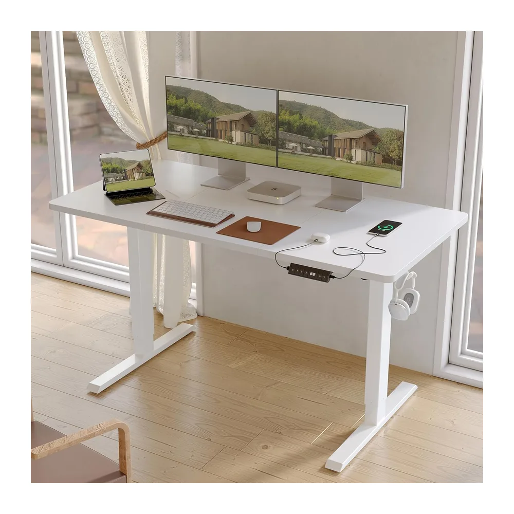 FEZIBO Bureau Assis Debout 120×60 cm avec Ports de Charge USB-C&USB-A