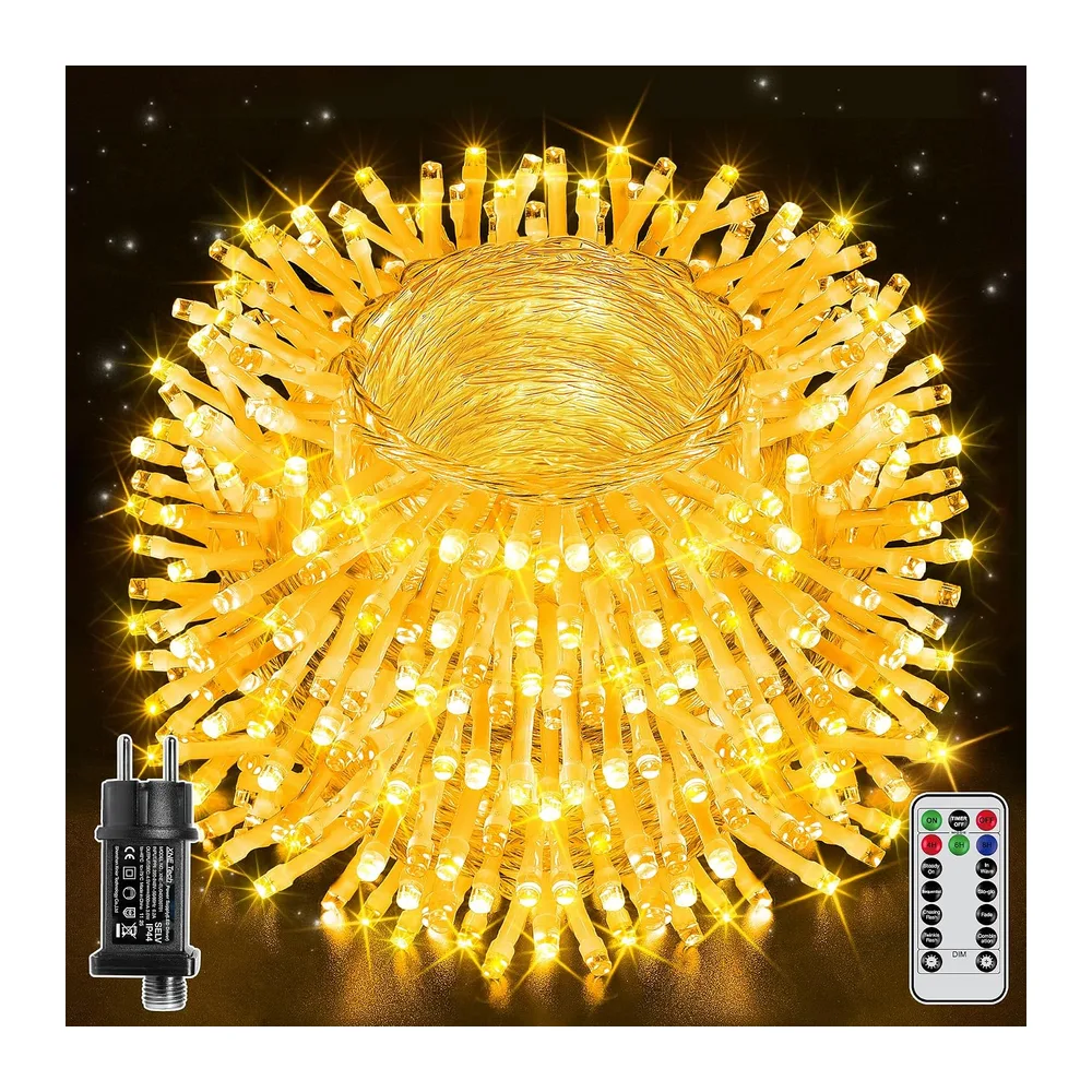 Ollny Guirlande lumineuse Exterieure 100 m, 1000 LED, Télécommande, IP44 [Classe énergétique G]