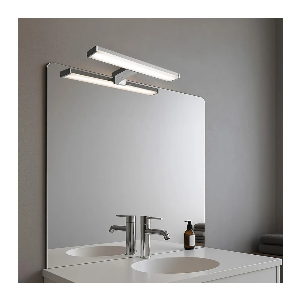Alpinaluz Applique LED Chromée pour Miroir – 4000K – Éclairage Frontal et Bas – Montage sur Miroir, Mur ou Meuble – IP44 – Aluminium et Acrylique (30cm 8W) [Classe énergétique F]