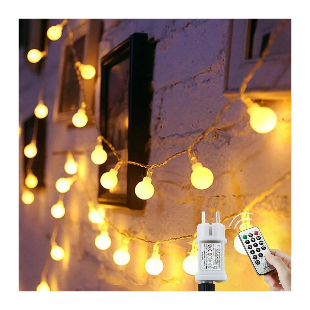 Guirlande Lumineuse Extérieur Intérieur 120 LEDs 15M - 8 Modes avec Fonction Automatique, Étanche IP65, Lampe pour Décoration Noël, Jardin, Fêtes et Maison - Branchement Prise Inclus (Blanc Chaud)​ [Classe énergétique G]