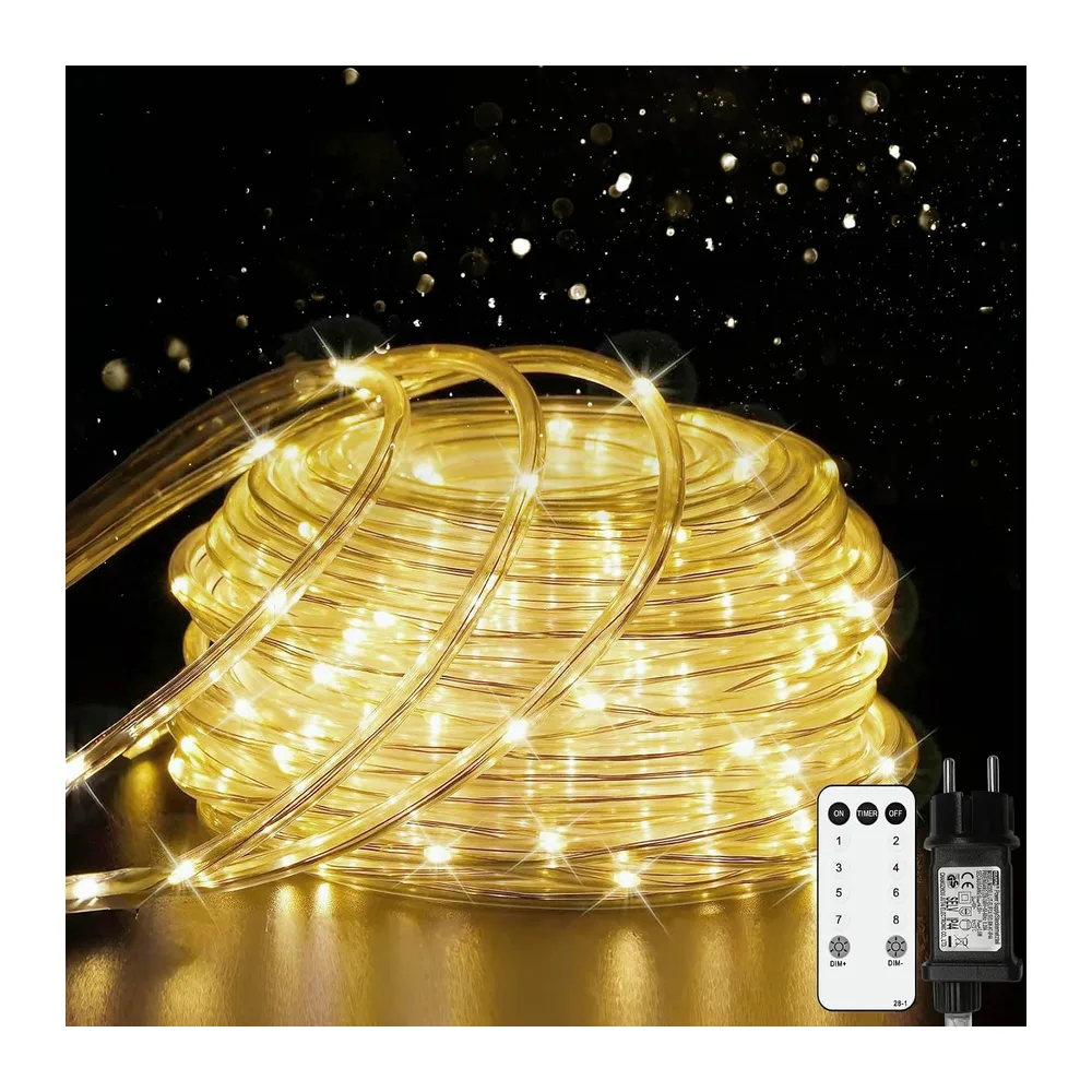 LED Tube Lumineux, 20M 200 LED Guirlande Lumineuse Tube avec Minuterie 8 Modes et Luminosité Intensité Variable Tuyau de Intérieures et Extérieures, Décoration Fête,Mariage,Noël [Classe énergétique G]