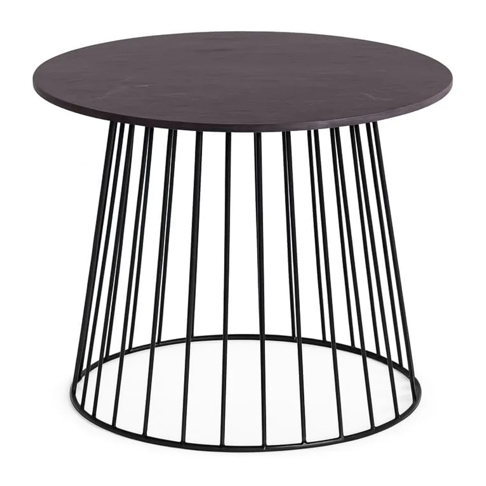 Kalu creations – Table Basse Ronde en Fer & Ardoise Naturelle Ø 60 cm H 57,5 cm – Design Moderne, Élégant & Fait Main en Italie | Table de Salon avec Plateau en Pierre Authentique