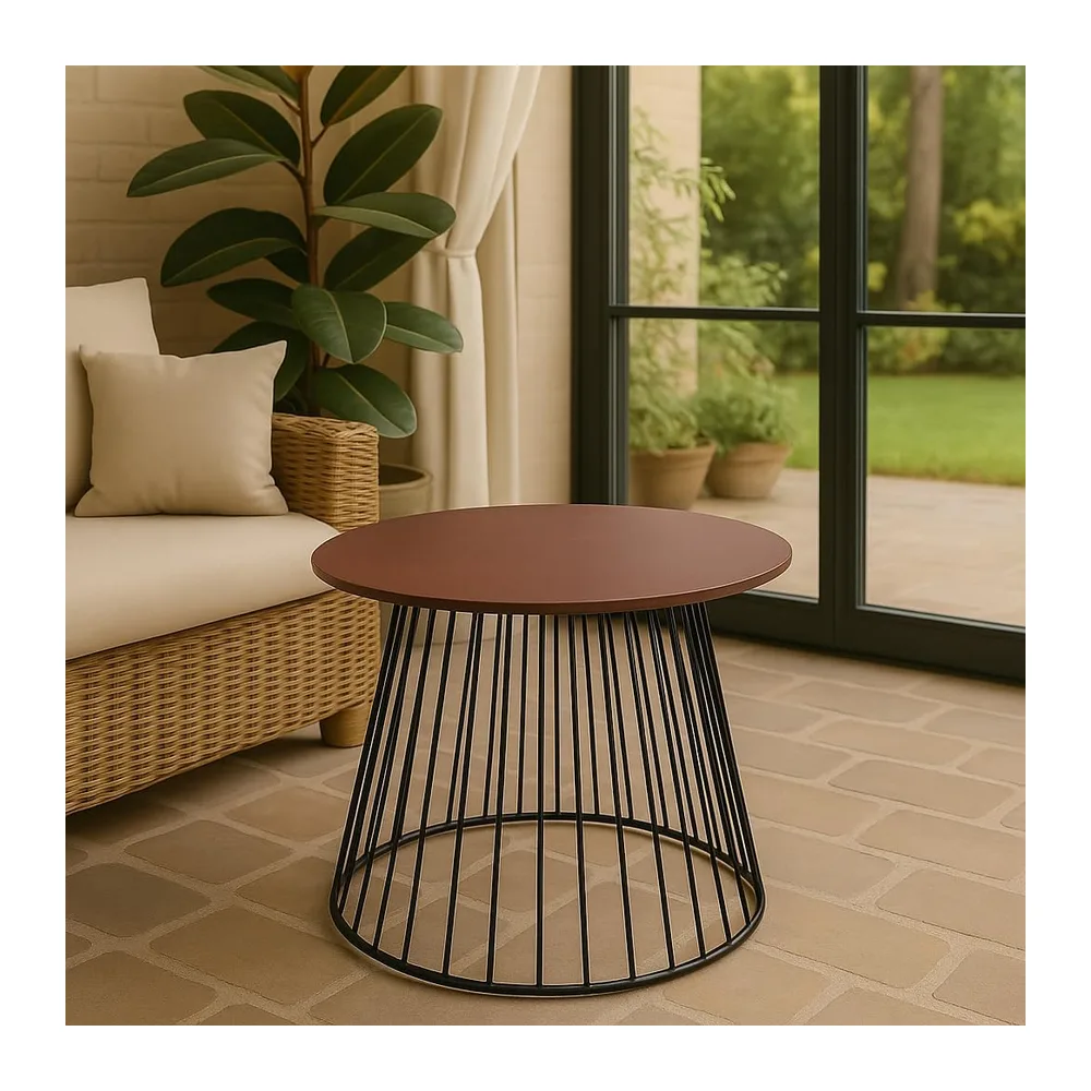 Kalu creations – Table Basse Ronde en Fer & Ardoise Naturelle Ø 60 cm H 57,5 cm – Design Moderne, Élégant & Fait Main en Italie | Table de Salon avec Plateau en Pierre Authentique