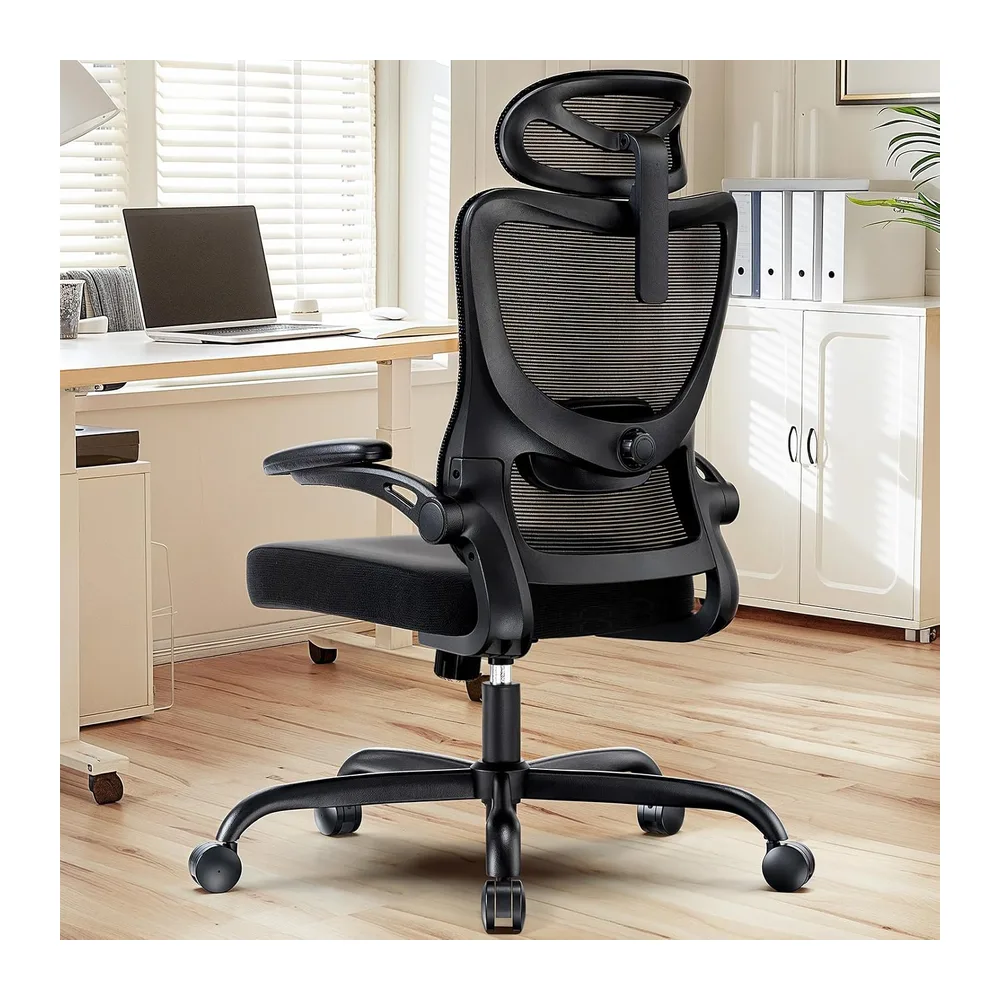 HUANUO Chaise Ergonomique, Chaise de Bureau PC avec Soutien Lombaire et Appui-tête Réglable, Fauteuil de Bureau Confortable avec Accoudoirs 3D, Chaise de Bureau Ergonomique, Charge Max 136 kg