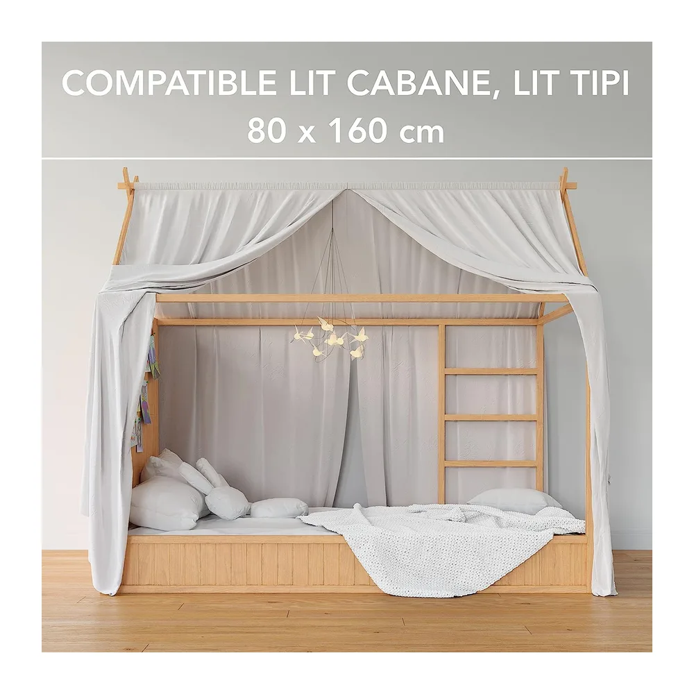 Draps Housses 80x160 cm - 100% Coton Compatible Lit Cabane - Doux et Respirants, sans Produits Chimiques (Savane, 80 x 160 cm)