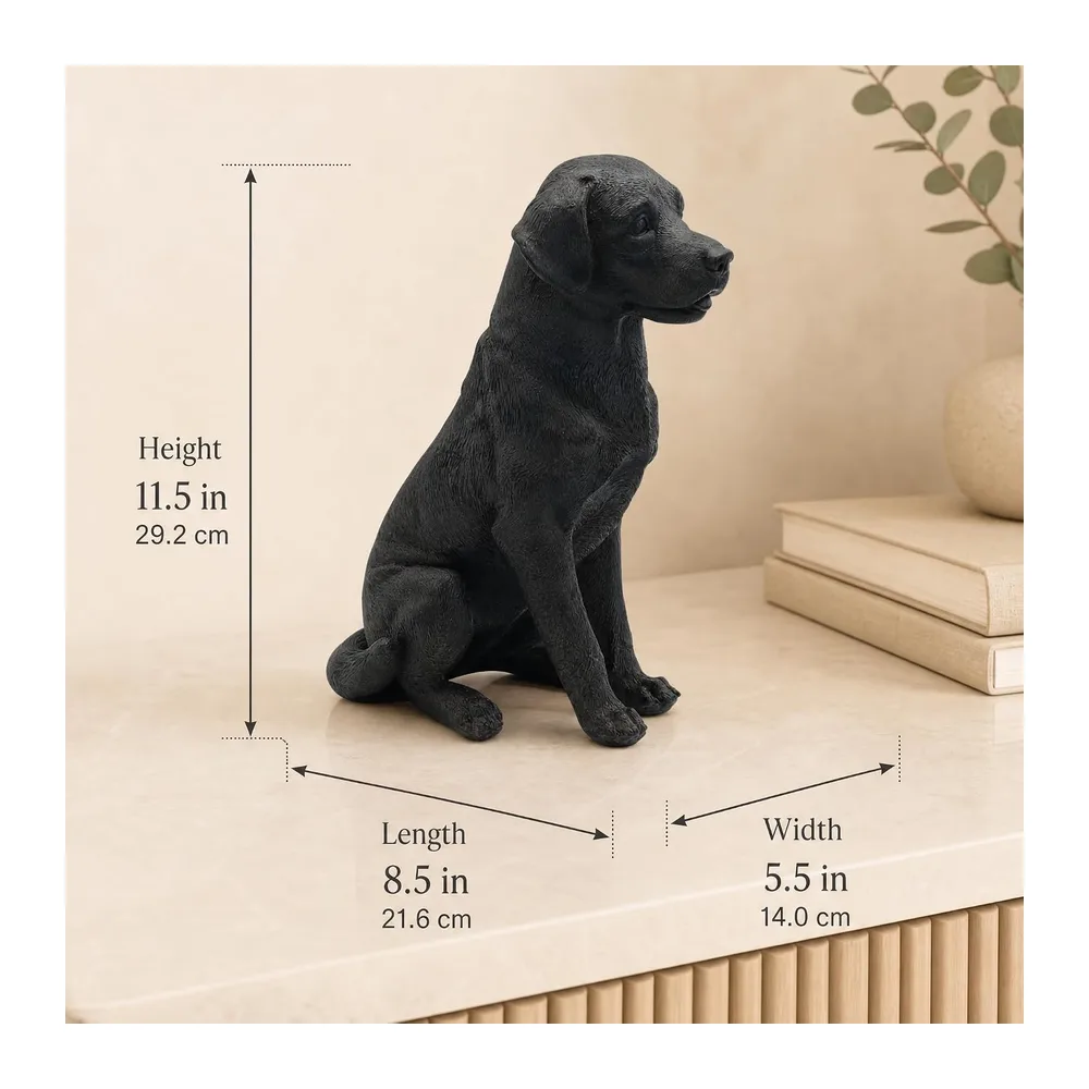 Statue de chien noir, sculpture de chien labrador retriever, ornement décoratif pour la maison, le bureau, l'étagère, cadeau unique