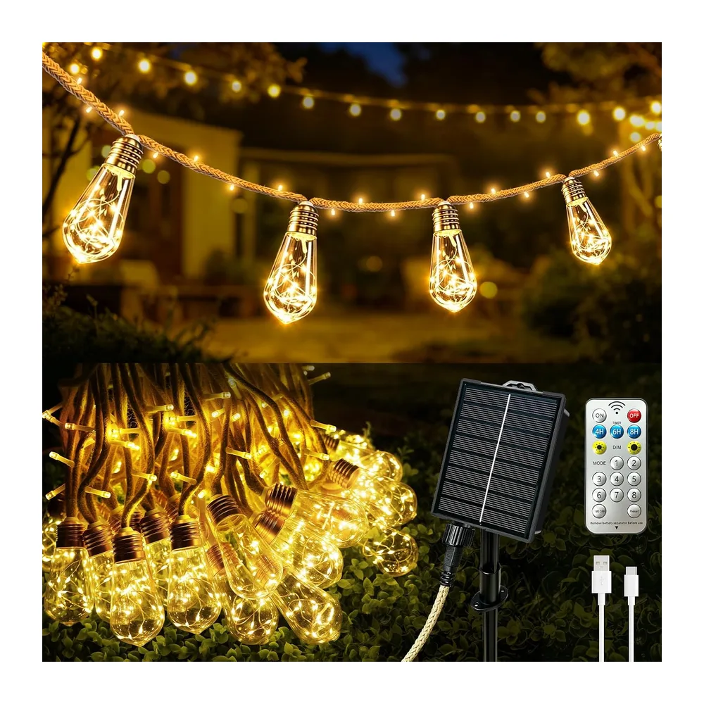 Guirlande Lumineuse Exterieure Solaire 17,5 M avec 30 Ampoules S17 [Classe énergétique E]
