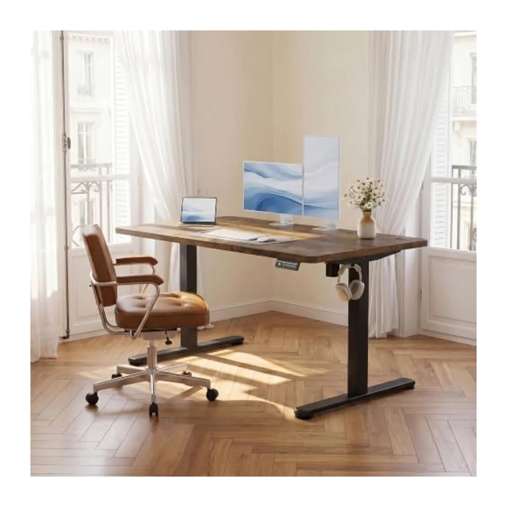 JUMMICO Bureau Assis-Debout Électrique 120 x 60 cm, Marron