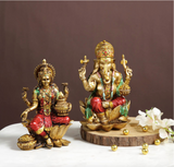 (Trending)Lakshmi Ganesha Idol Laxmi Ganesh Statue Home, Office, Diwali Pooja Gifts(Bronze Finish)